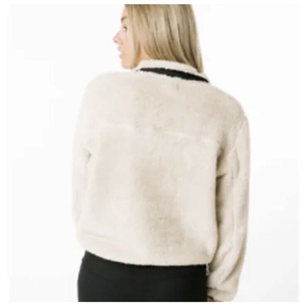 Zyia Teddy Jacket Cream Fleece 1/4 Zip Pocket Pullover Long Sleeve Small - Picture 3 of 9